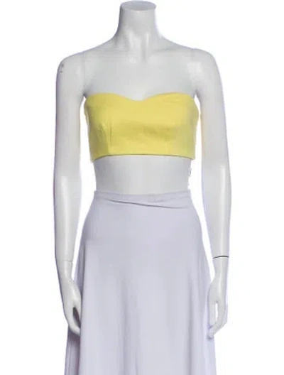 Pre-owned Marcell Von Berlin Virgin Wool Strapless Crop Top W/ Tags In Yellow