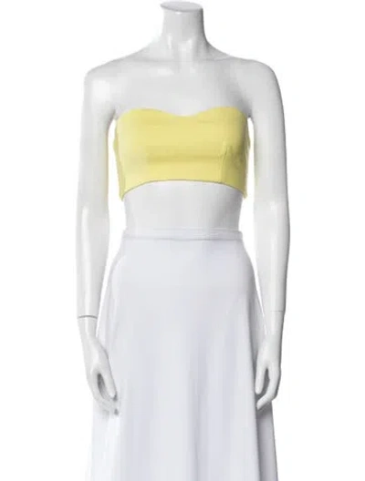 Pre-owned Marcell Von Berlin Virgin Wool Strapless Crop Top W/ Tags In Yellow