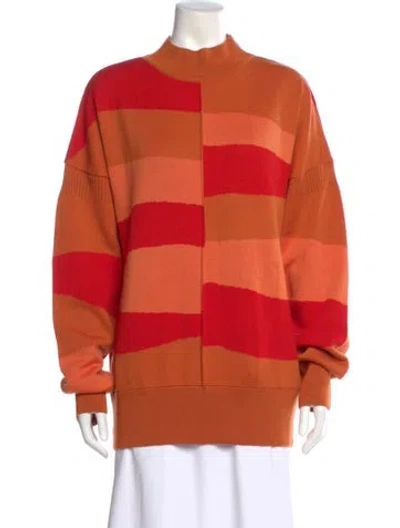 Pre-owned Marcell Von Berlin Virgin Wool Striped Sweater In Orange