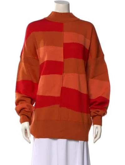 Pre-owned Marcell Von Berlin Virgin Wool Striped Sweater In Orange