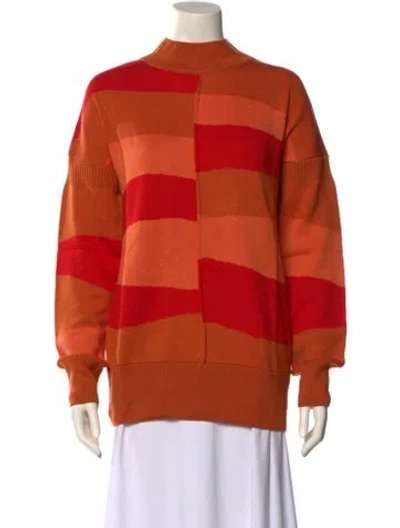 Pre-owned Marcell Von Berlin Virgin Wool Striped Sweater In Orange