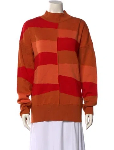 Pre-owned Marcell Von Berlin Virgin Wool Striped Sweater W/ Tags In Orange