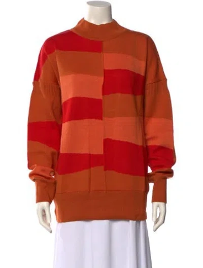 Pre-owned Marcell Von Berlin Virgin Wool Striped Sweater W/ Tags In Orange