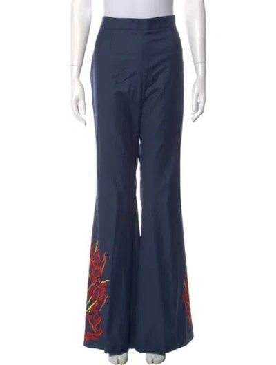 Pre-owned Marcell Von Berlin Virgin Wool Wide Leg Pants In Blue