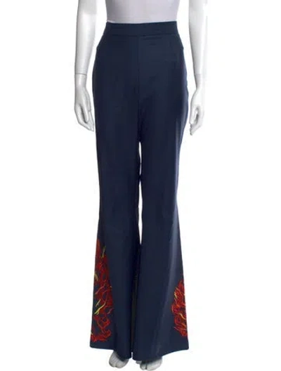 Pre-owned Marcell Von Berlin Virgin Wool Wide Leg Pants W/ Tags In Blue