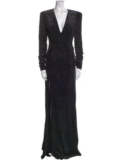 Pre-owned Marcell Von Berlin V-neck Long Dress In Black