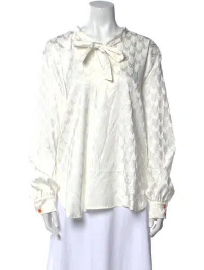 Pre-owned Marcell Von Berlin V-neck Long Sleeve Blouse W/ Tags In White
