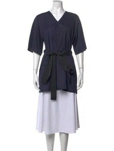 Pre-owned Marcell Von Berlin V-neck Short Sleeve Tunic W/ Tags In Blue