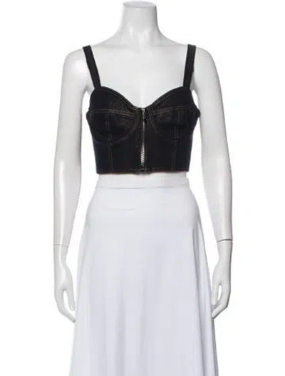 Pre-owned Marcell Von Berlin V-neck Sleeveless Crop Top In Blue