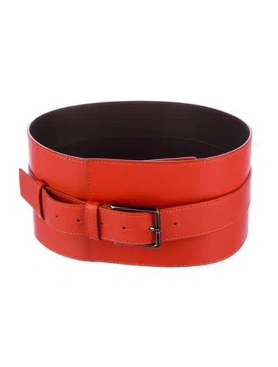 Pre-owned Marcell Von Berlin Wide Leather Waist Belt In Red
