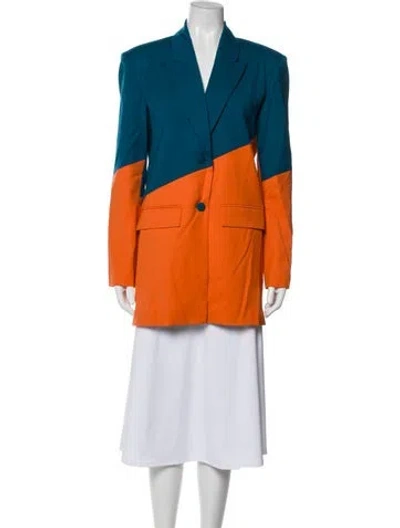Pre-owned Marcell Von Berlin Wool Colorblock Pattern Blazer W/ Tags In Multi