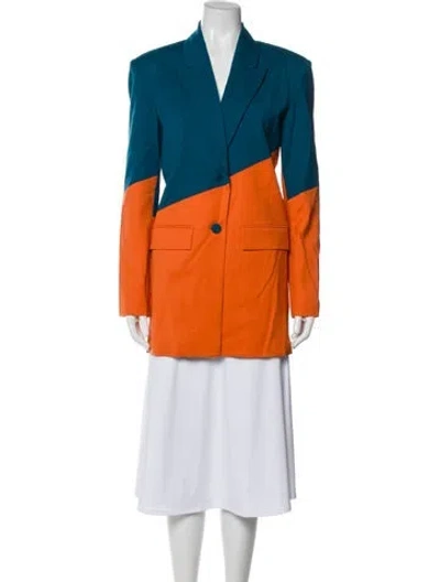 Pre-owned Marcell Von Berlin Wool Colorblock Pattern Blazer W/ Tags In Multi