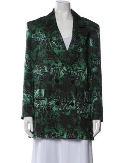 Pre-owned Marcell Von Berlin Wool Floral Print Blazer W/ Tags In Green