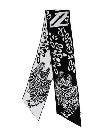 Pre-owned Marcell Von Berlin Wool Paisley Print Scarf W/ Tags In Black