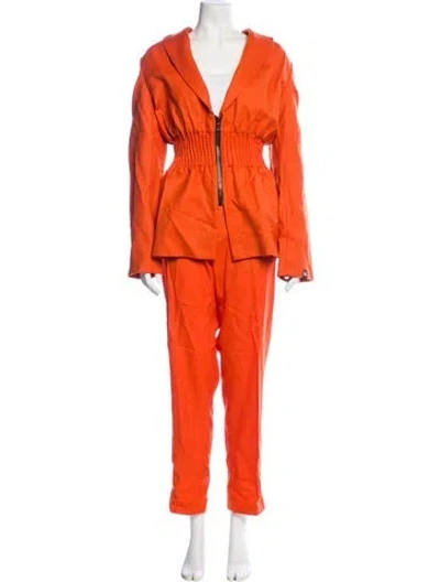 Pre-owned Marcell Von Berlin Wool Pleated Accents Pant Set W/ Tags In Orange