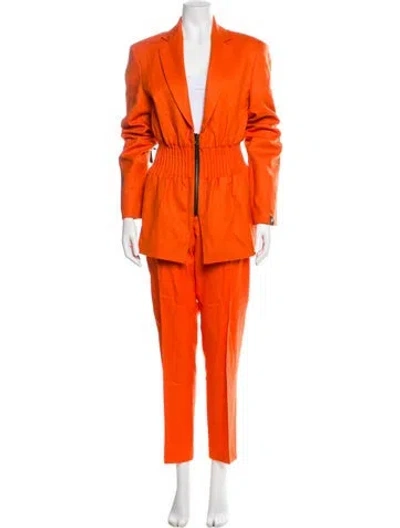 Pre-owned Marcell Von Berlin Wool Pleated Accents Pantsuit W/ Tags In Orange