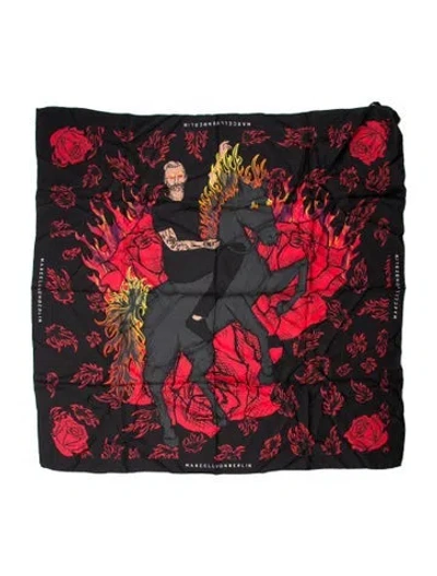 Pre-owned Marcell Von Berlin Wool Printed Scarf In Black