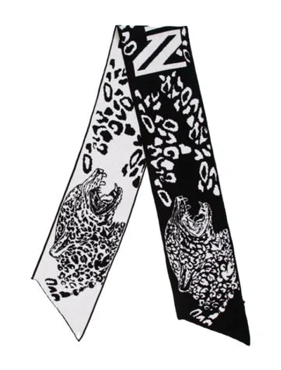 Pre-owned Marcell Von Berlin Wool Printed Scarf In Black