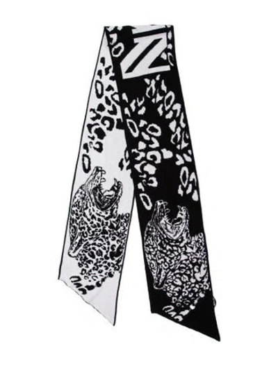 Pre-owned Marcell Von Berlin Wool Printed Scarf W/ Tags In Black