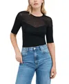 Marcella Adeline Mixed Media Top In Black