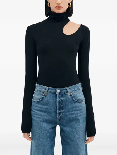 Marcella Allegra 高领镂空上衣 In Black