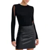 Marcella Alley Mesh Detail Long Sleeve Top In Black