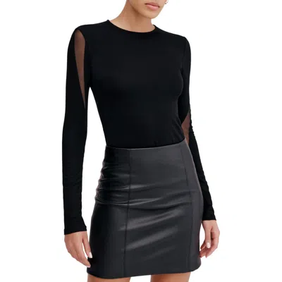 Marcella Alley Mesh Detail Long Sleeve Top In Black