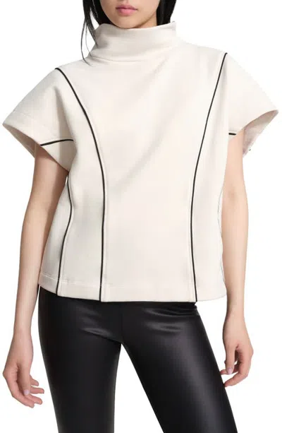 Marcella Alva Mock Neck French Terry Top In Neutral