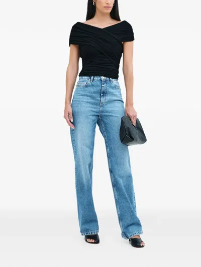 Marcella Alyssa Infinity 缩褶上衣 In Black