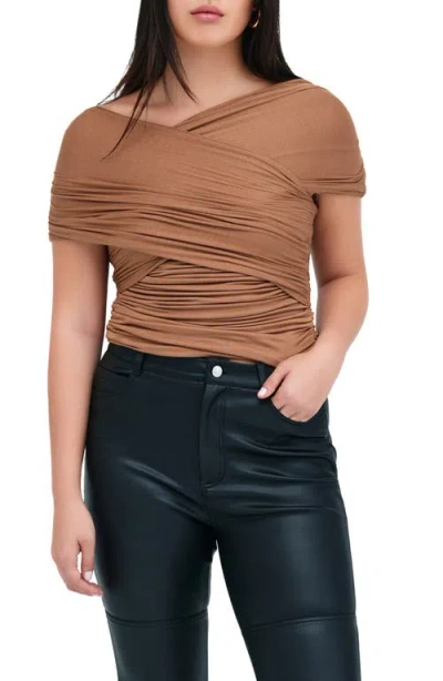 Marcella Alyssa Infinity Jersey Top In Chestnut Brown