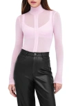 Marcella Amsterdam Sheer Jersey Turtleneck Top In Mauve