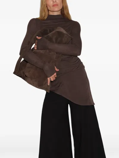 Marcella Arden Asymmetric Pleated Top In Brown