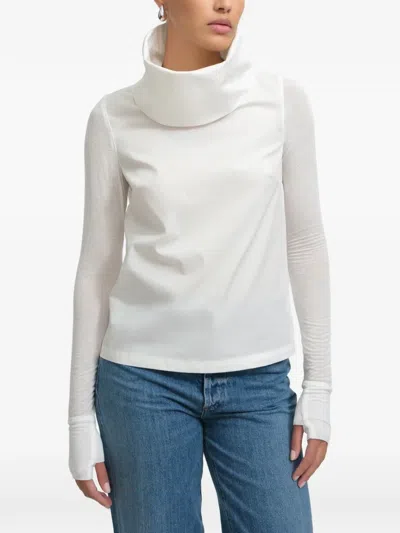 Marcella Atlantic Oversized-collar Top In White