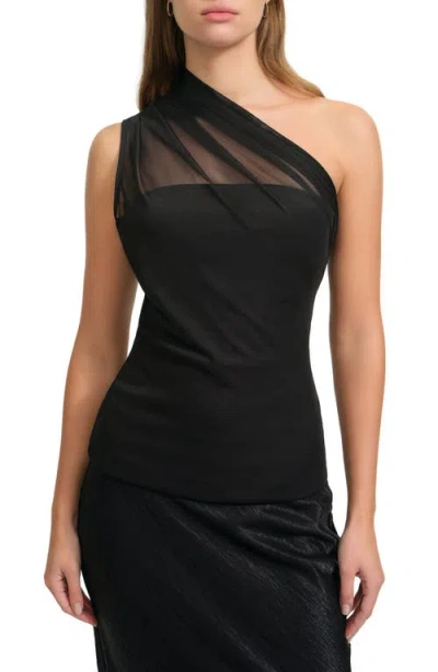 Marcella Azur Asymmetric Sleeveless Top In Black
