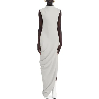 Marcella Bond Ruched Sleeveless Maxi Dress In Gray