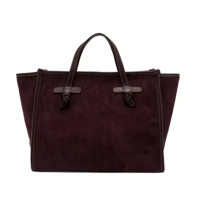 Marcella Bordeaux Leather Tote Bag With Structured Design In Black