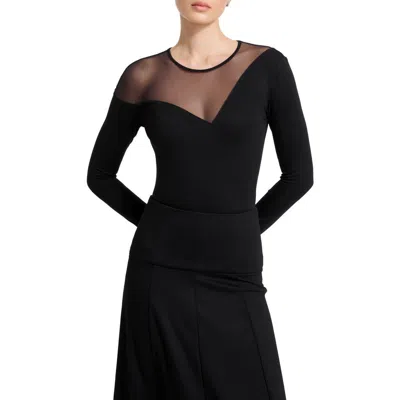 Marcella Charli Mesh Top In Black