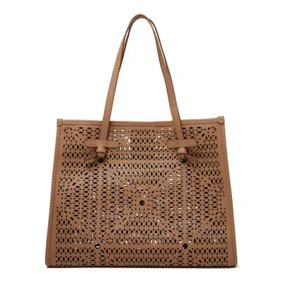 Marcella Clay Cow Leather Bag In Brown
