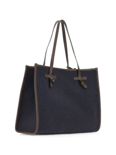 Marcella Club Large Marcella Herringbone Tote Bag In Blue