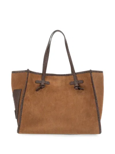 Marcella Club Large Marcella Ribbed Suede Shoulder Bag In Neutral