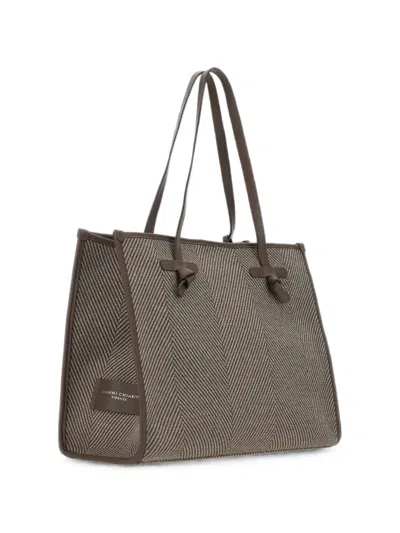 Marcella Club Marcella Herringbone-pattern Tote Bag In Brown