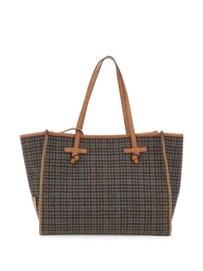 Marcella Club Marcella Houndstooth Tote Bag In Brown