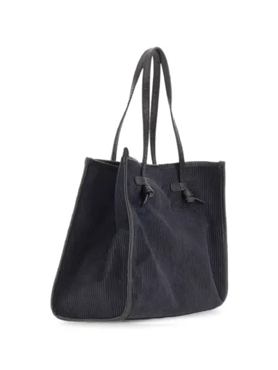 Marcella Club Marcella Ribbed-suede Shoulder Bag In Blue