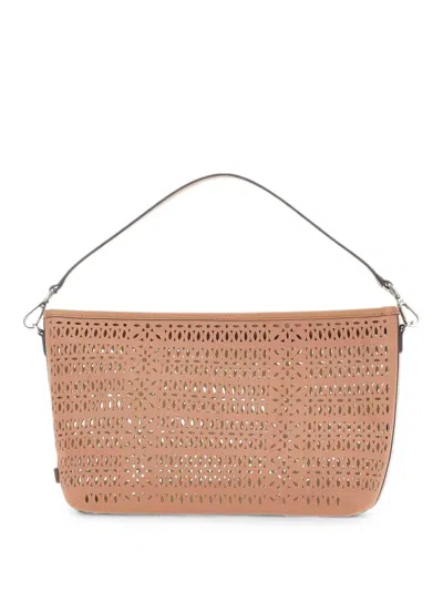 Marcella Club Mashup Perforated Shoulder Bag In Brown