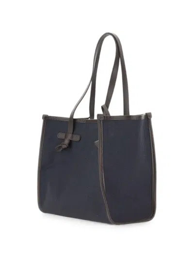 Marcella Club Medium Marcella Leather-trim Shoulder Bag In Blue