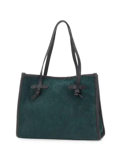 Marcella Club Medium Marcella Ribbed Suede Shoulder Bag In Green