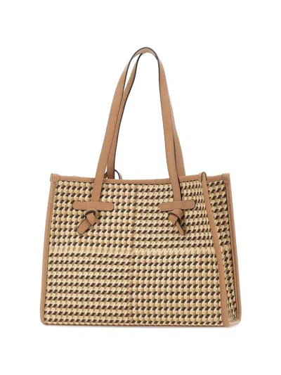 Marcella Club Miss Marcella 32 Houndstooth Shoulder Bag In Brown