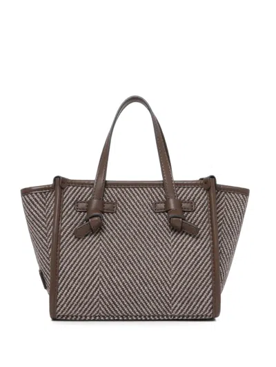 Marcella Club Small Marcella Herringbone-weave Tote Bag In Gray
