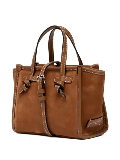 Marcella Club Small Miss Marcella Knotted Suede Tote Bag In Brown