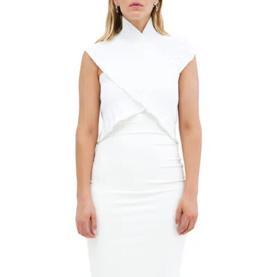 Marcella Colette Crop Back Zip Bolero In White